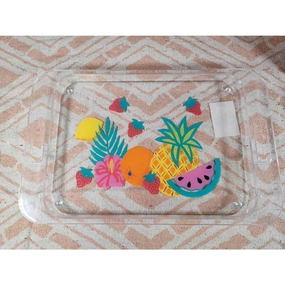 Vintage Acrylic Fruit  Pitcher and Serving Tray,